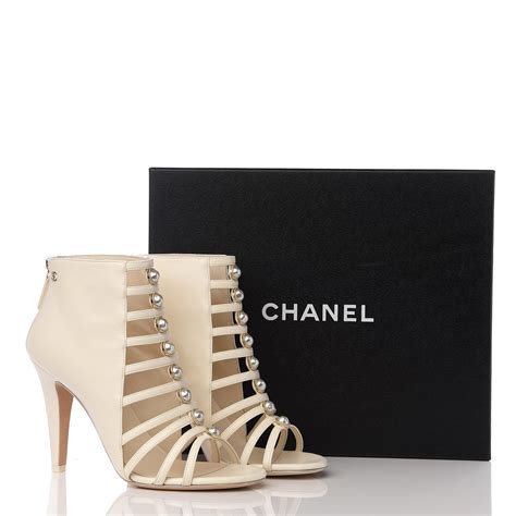 chanel lambskin ankle buckle boots|Chanel boots with pearl heel.